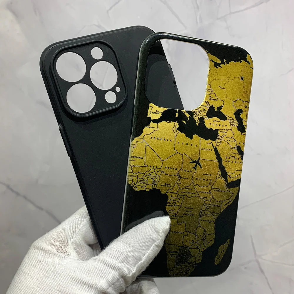 New Style Make Prints Map on Phone Back Cover for iPhone 11 Pro Max 13 12  Full UV Varnish Printing Customized Phone Cases