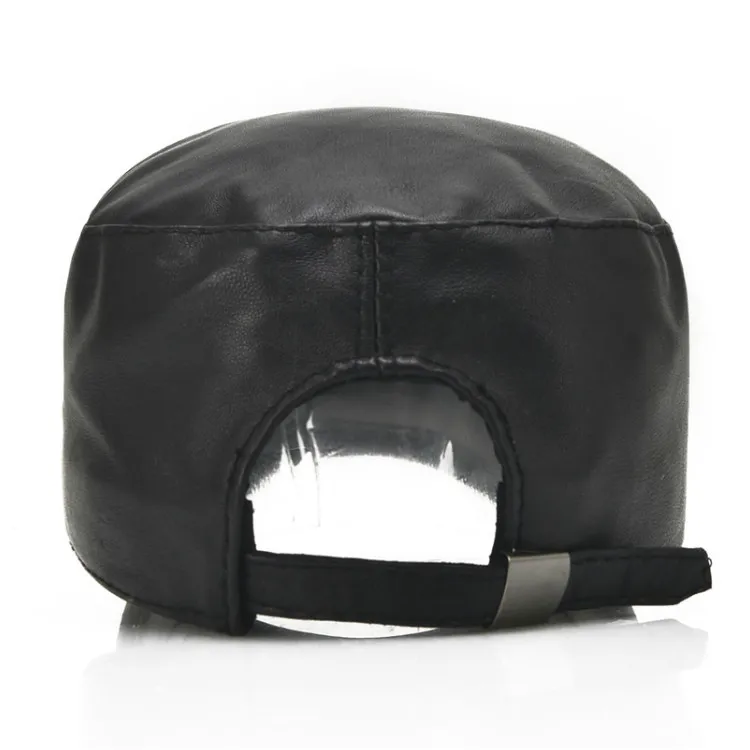 H577 Sheepskin Casual Cap - Men's Genuine Leather Baseball Bucket