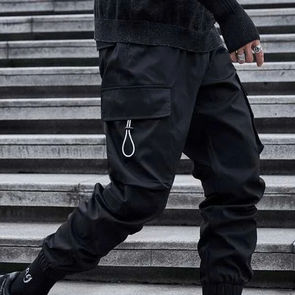 2022 Popular Fashion Man Pants Drawstring Flap Pocket Side Hiking Pants Cargo Pants for Men