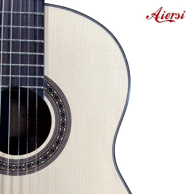 Handmade Classical Guitar with Solid  Swiss Spruce Top Laminated Santos Back India Rosewood Fingerboard and Bridge