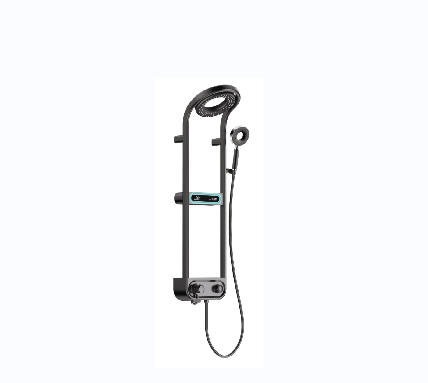 BODE Wall Mounted LED Digital Display 360 Degree Rotation Rainfalll Shower Head Bathroom Shower Panel System Set