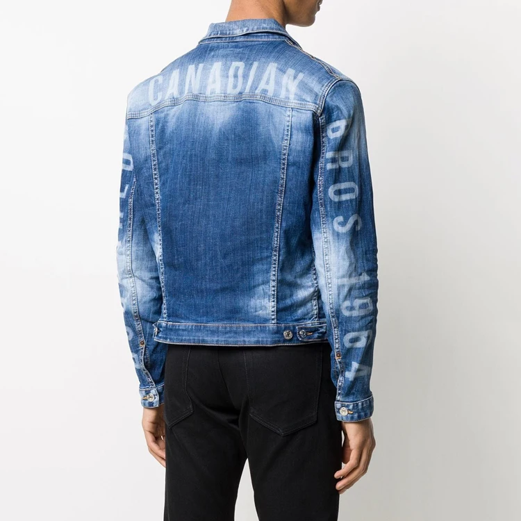 DiZNEW New Custom Denim Jacket Men Casual  Lapel Single Breasted Jeans Jacket For Men details