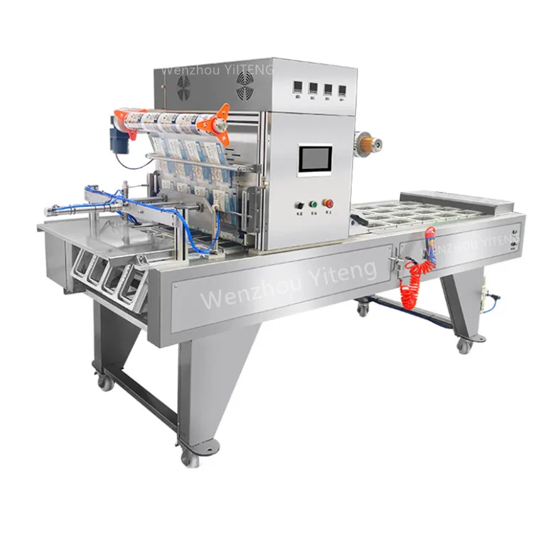 Continuous Automatic Food Tray Packing Machine Sealing Food Container