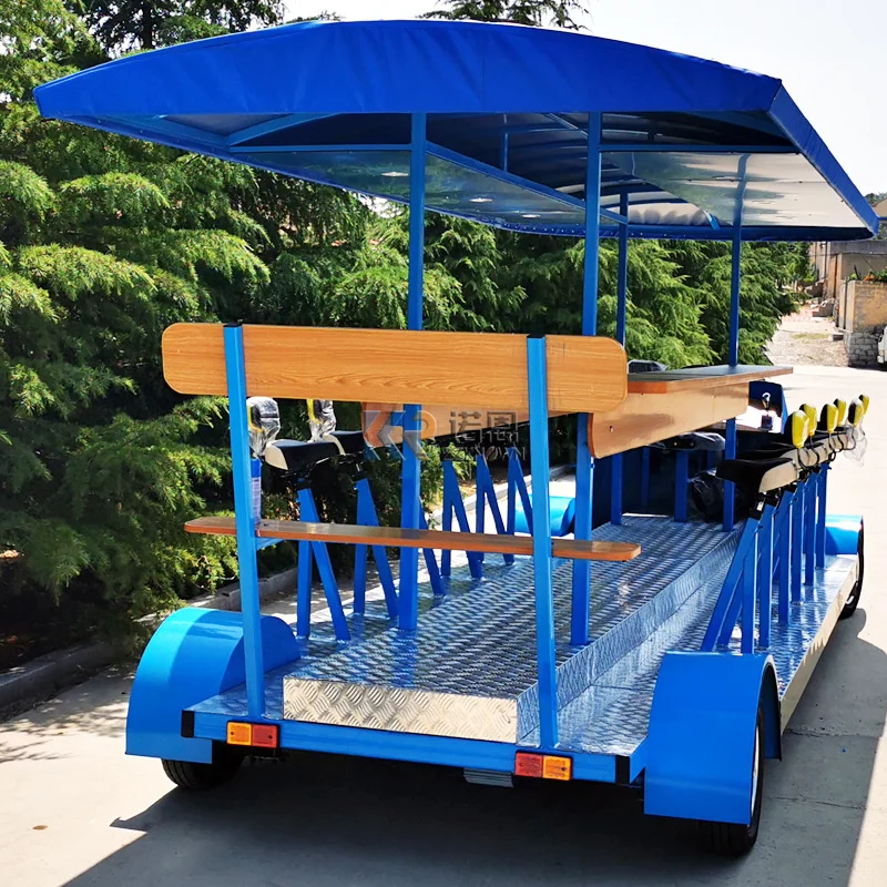 Best Blue Wood Beer Cart Pedal Pub Bike With Dispenser Bar Cycle