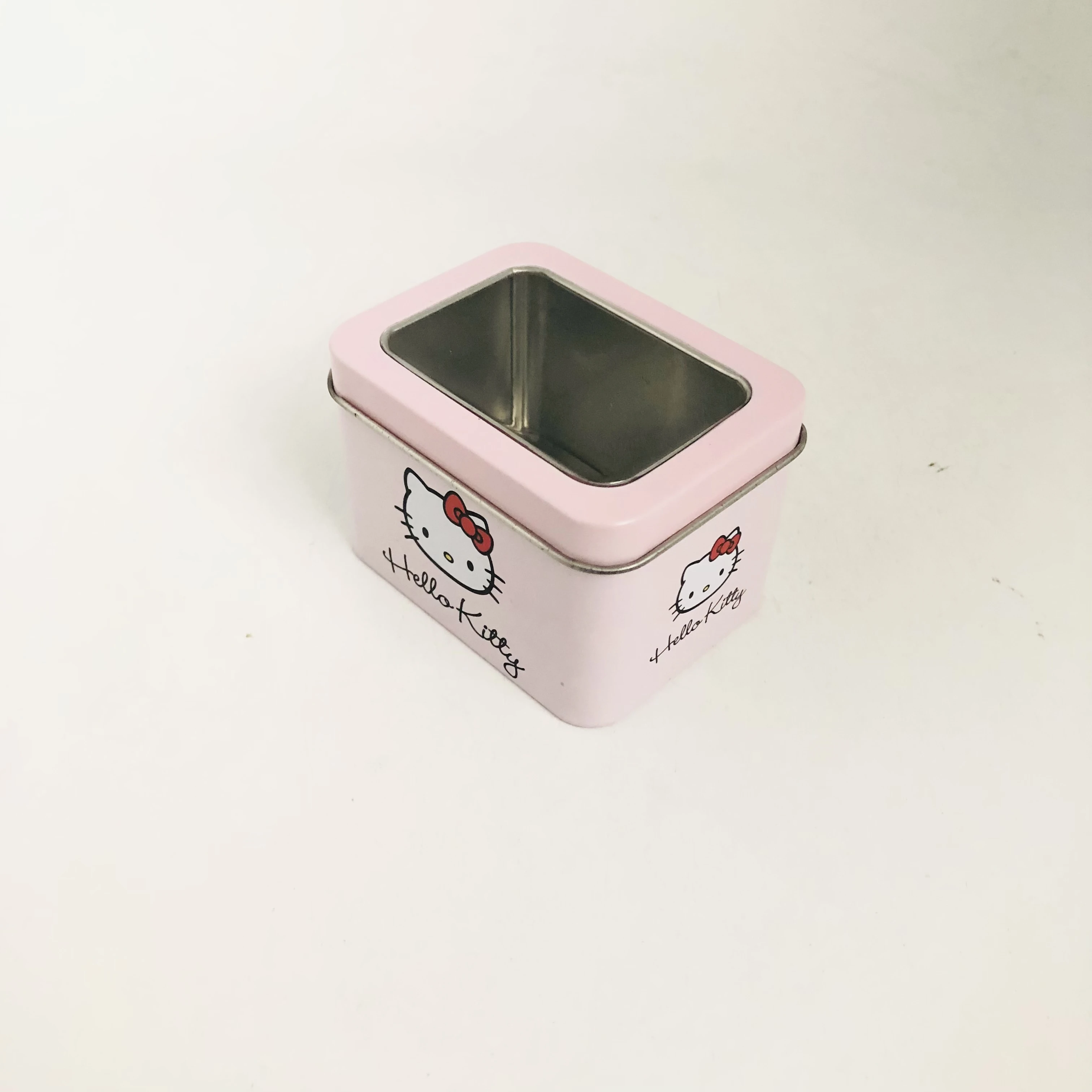 Factory Hot Selling Rectangular Hello Kitty Food Grade Custom Tin Box Packaging Storage Metal Can With Window
