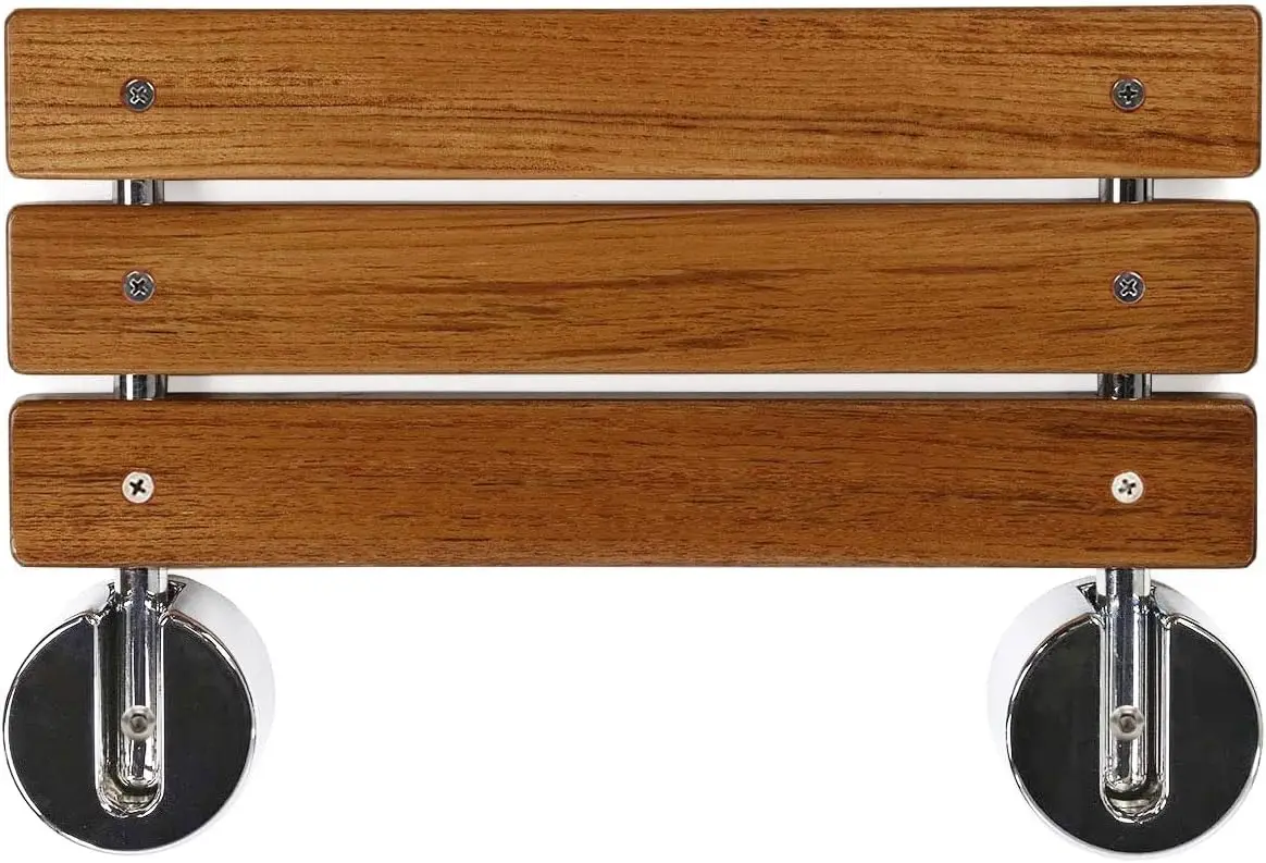 product modern folding teak shower seat stool wall mounted fold down bench for bathroom kitchen bedroom living room-0