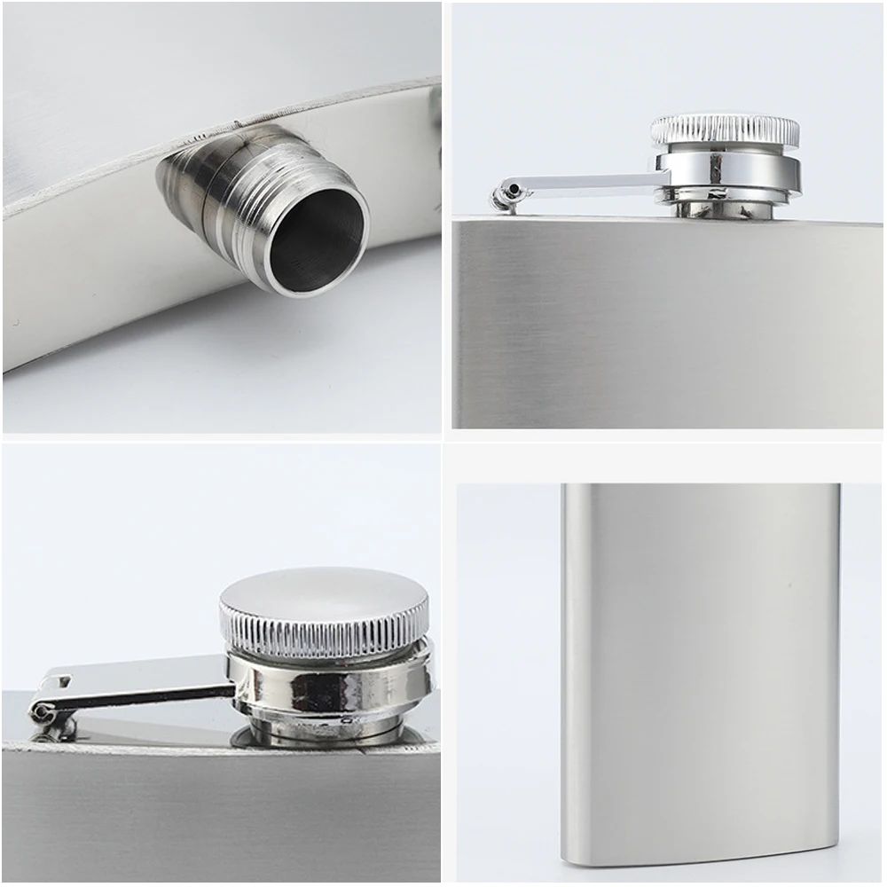 Custom Logo Leak Proof Metal Funnel Stainless Steel Hip Jars for Whiskey Wine Pot Pocket Portable Stainless Steel Hip Flask
