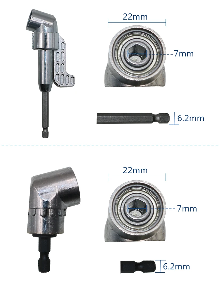 105 Degree Angle Screwdriver Set Holder Adapter Adjustable Bits Nozzles Angle Screw Driver Tool 1/4" Inch Magnetic Angle Driver