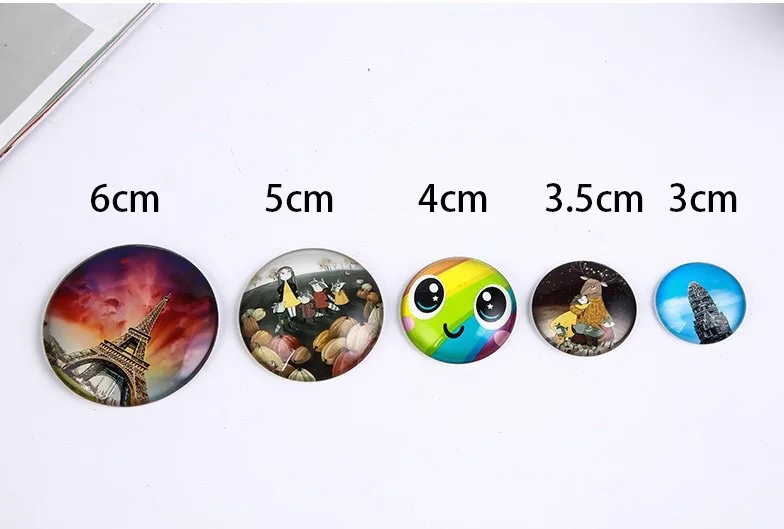 Fridge Mag Custom Round Glass Refrigerator Magnets Promotional Souvenir Crystal ...