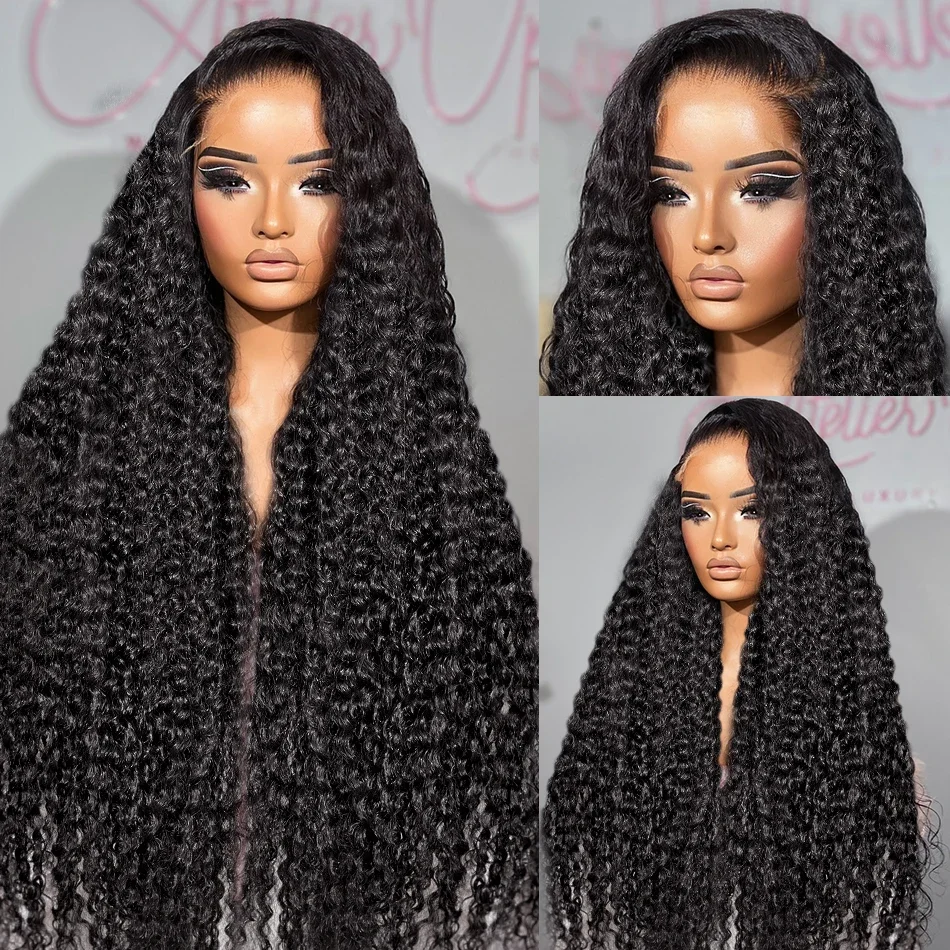 250 Densitet Lockigt HD Transparent Lace Frontal Peruk Brasiliansk Remy Vatten Djupt Vågigt Äkta Hår Peruker För Kvinnor_voghion.com