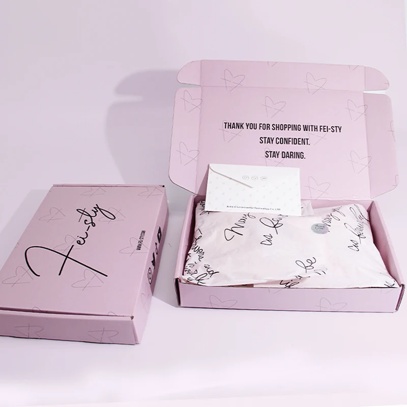 Обычная упаковка почтовых ящиков (бумажная карта + упаковочная бумага + небольшая наклейка), Упаковочная бумажная коробка для отправки логотипа на заказ