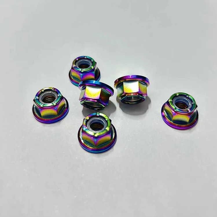 PVD rainbow color titanium flange m6 nut in stock
