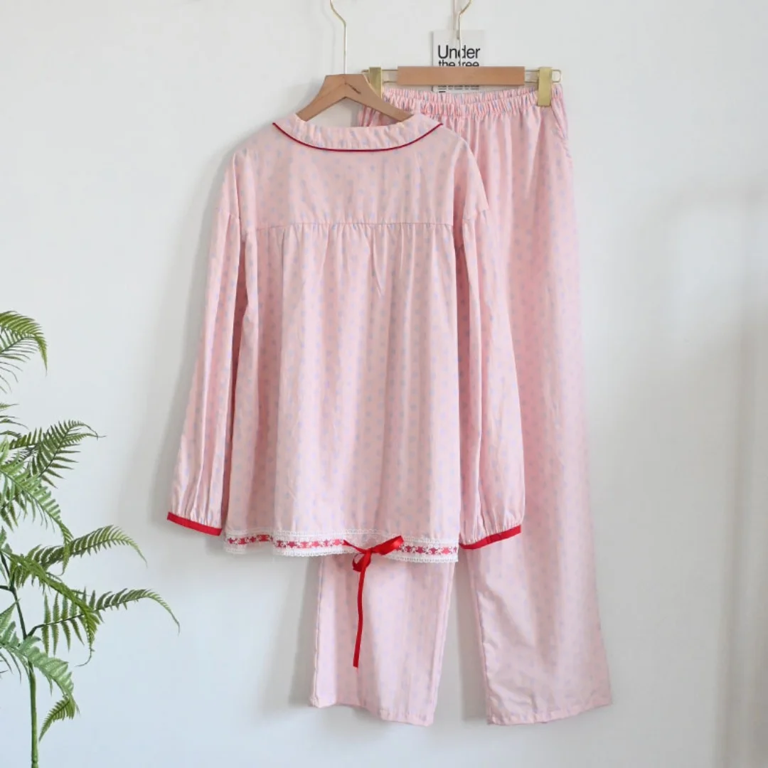 Luxury Texture Women Pure Cotton Home Wear Soft Breathable Loose Casual Indoor Relaxing Loungewear