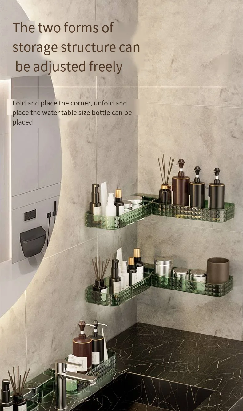 New bathroom shelf Free perforation-free folding corner shelf Wall-mounted faucet shelf Light luxury details