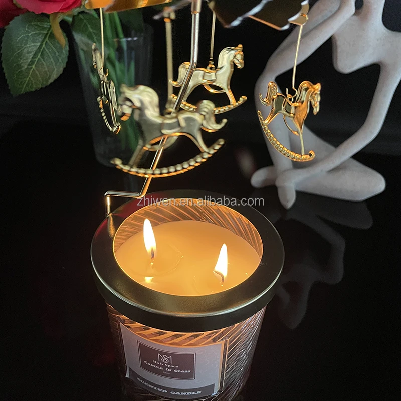 Rotating Candlestick Holder – Round Triangular Tray, Magnetic Decor, Auto-Spin With Heat/Wind, Romantic Atmosphere