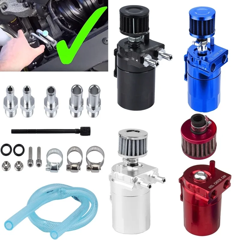 Aluminum Alloy Car Baffled Oil Catch Can Tank Reservoir Breather Fitting Spiffy Aluminum Alloy Car Baffled Oil Catch Can Tank Reservoir Breather Fitting Spiffy