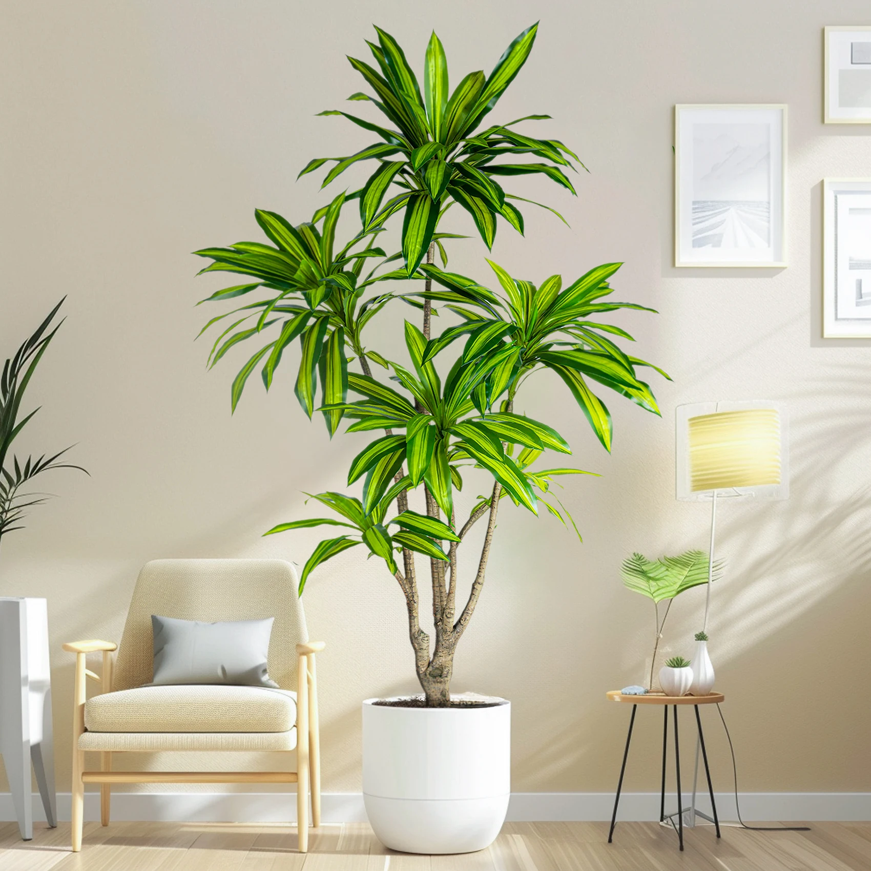 Brazilian Iron Tree Simulated Dracaena Fragrans Decorative Artificial Bonsai Grass Leaf-Type Leaves Home Office Outdoor Hotel
