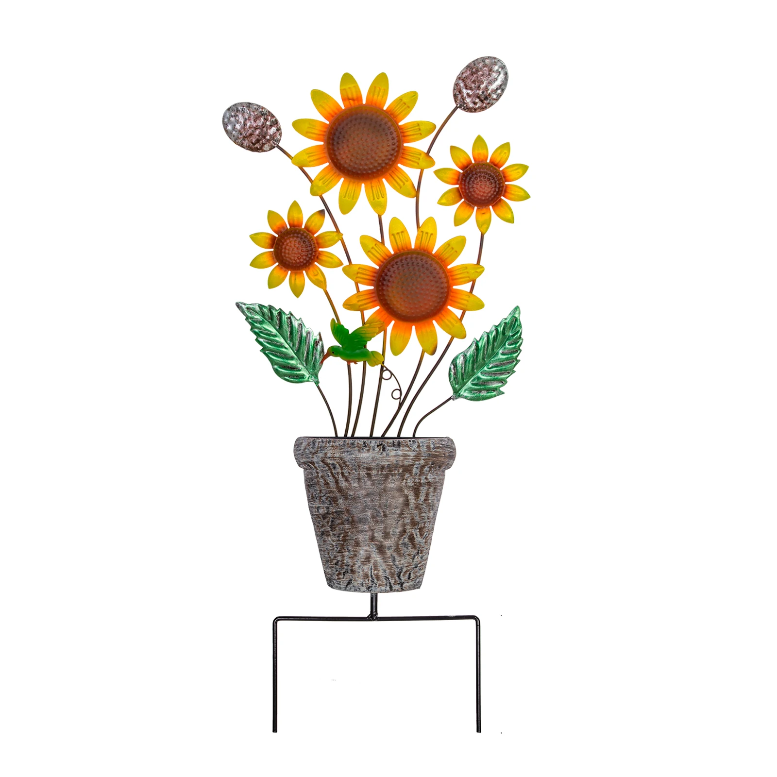 27.6"   Stake - Metal Sunflower for Outdoor  Patio s Yellow