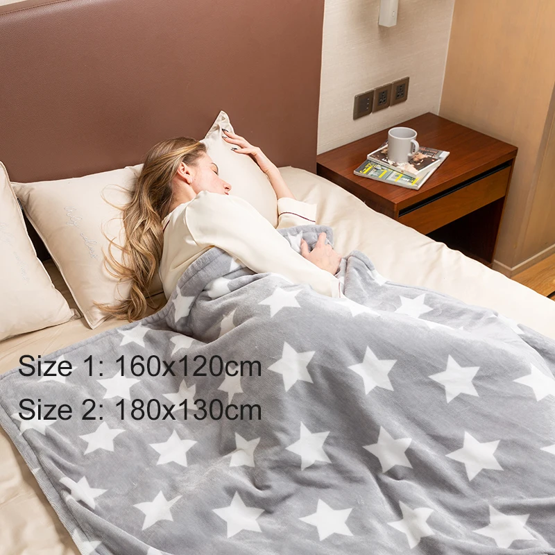 Super Soft Flannel Fleece Throw Blanket Wool-Weighted Electric Heating Quilted Foldable Feature Wearable Comfortable Blanket