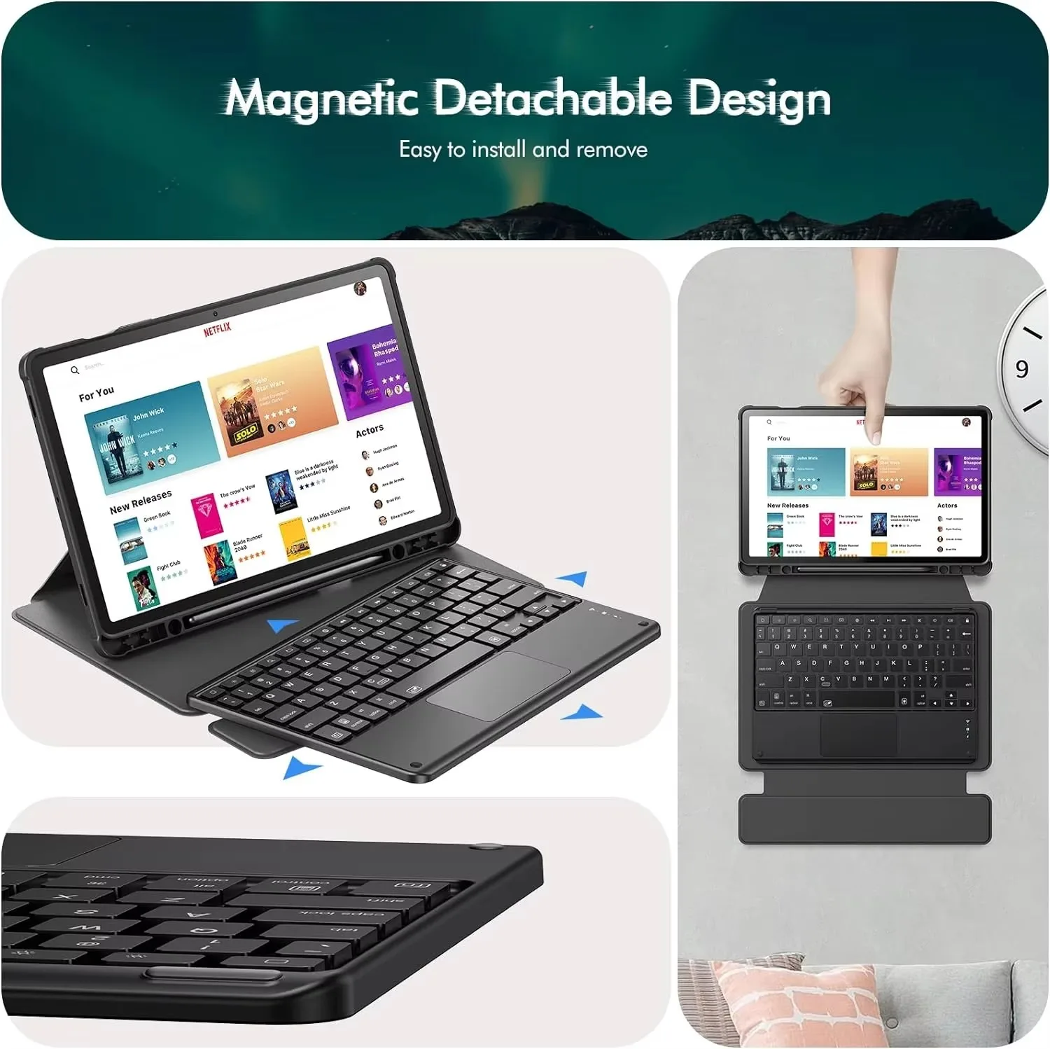 product laudtec simple business tablet case portrait and landscape modes customize logo for samsung galaxy tab s9 s11 fe a11 plus pbk356226-4