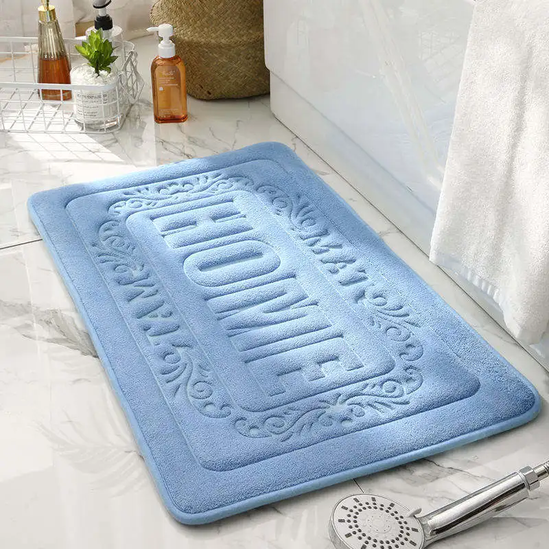 Coral Velvet Home High-Frequency Soft Bath Mat Non-Slip Memory Foam Waterproof Carpet for Bathroom