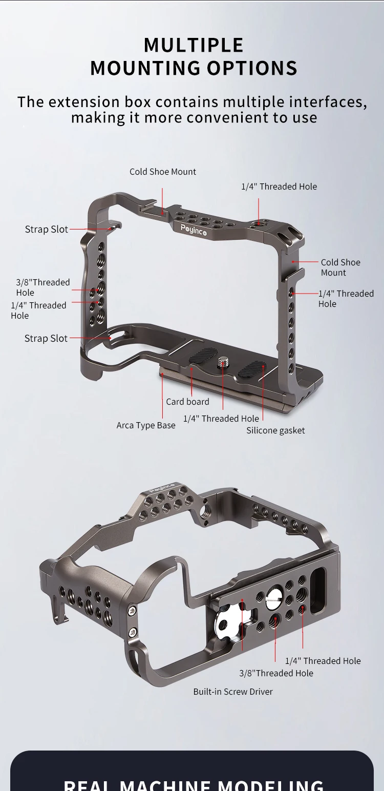 Camera Cage for Canon EOS R5 / R5 C / R6 / R6 Mark II with Built-in Cold Shoe NATO Rail & Quick Release Plate factory