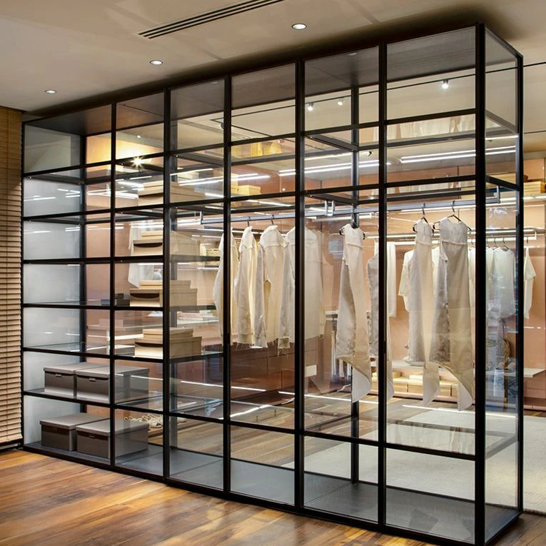 Custom Aluminum Frame Glass Wardrobe for Modern Style