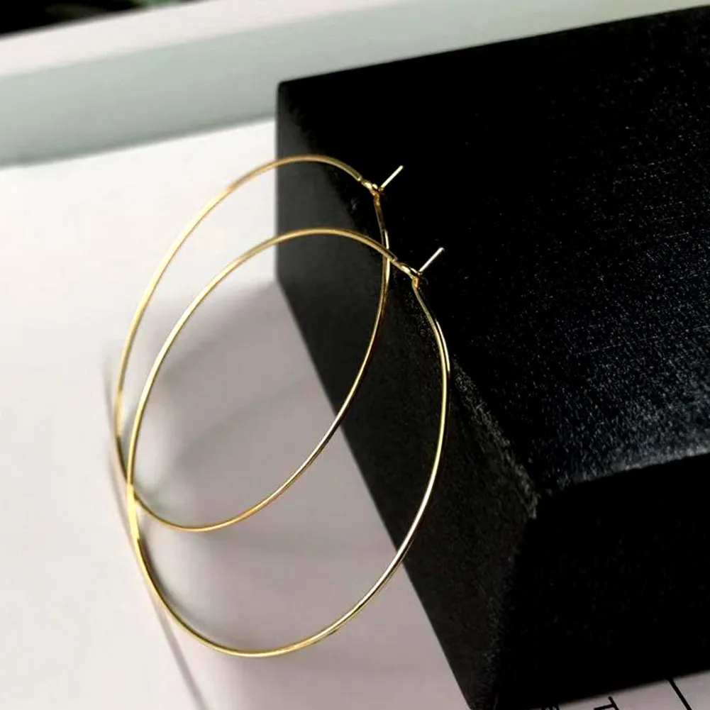 Large Hoop 14K Gold Plating Hoops Big Wire Earrings Earrings for Women Gold Hoops Earrings