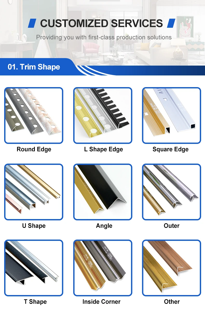 Aluminum Tile Edge Protection Trim Ceramic Tile Trim for Home Wall ...