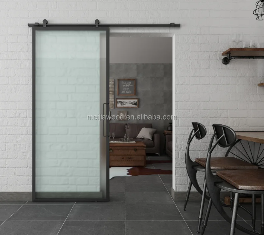 2020 black metal frame sliding glass door with hardware