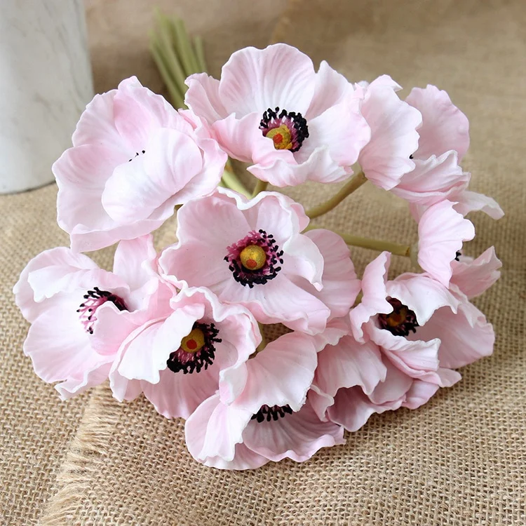 12 Steli Di Papaveri Finti Al Tocco Realistico In Lattice PU - Fiori Artificiali Per Matrimoni, Bouquet Da Sposa E Decorazione Casa (Bianco)