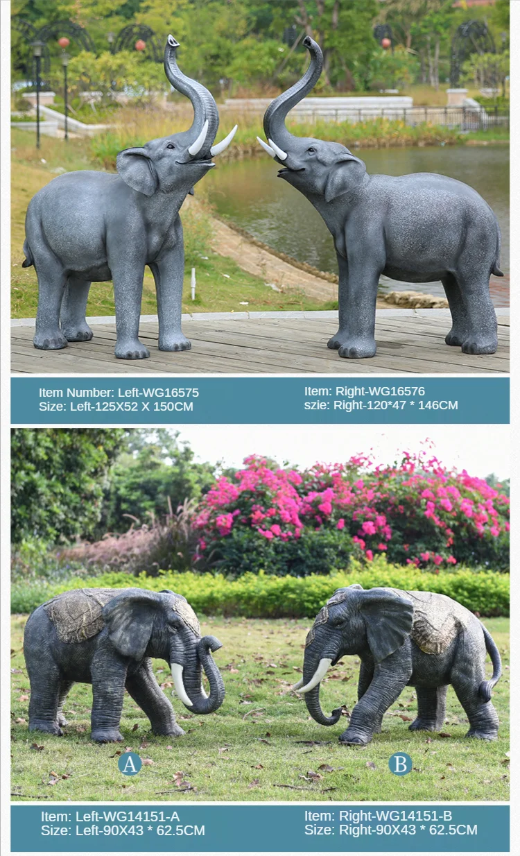 Jiayi Elephant Large Sculpture Life Size Fiberglass Elephant Fiberglass