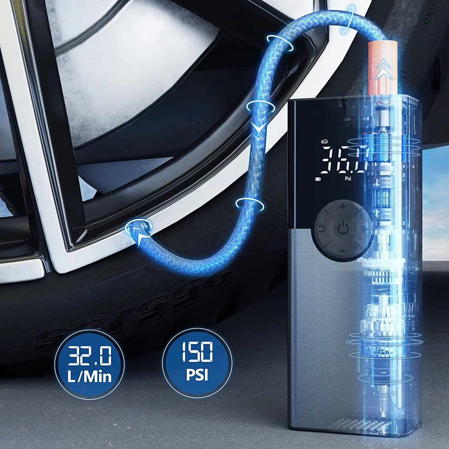 SALKI DIGI INFLATOR Luftkompressor - Tragbar Für Auto, Fahrrad & Bälle