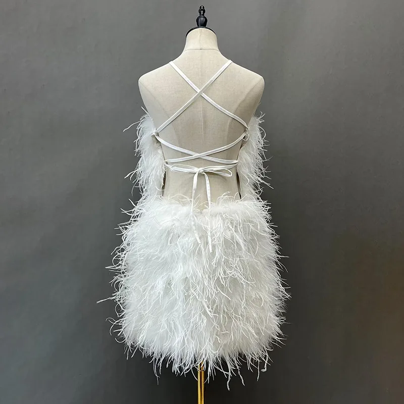 knee length dresses for ladies Arella Dress Chocolate | Ostrich Feather Dress main image 0