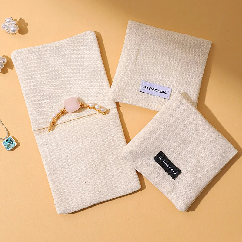 Wholesale A1 Brand Premium Cotton Flap Bag Jewelry Storage Pouches with Custom Logo for Gifting & Packaging factory