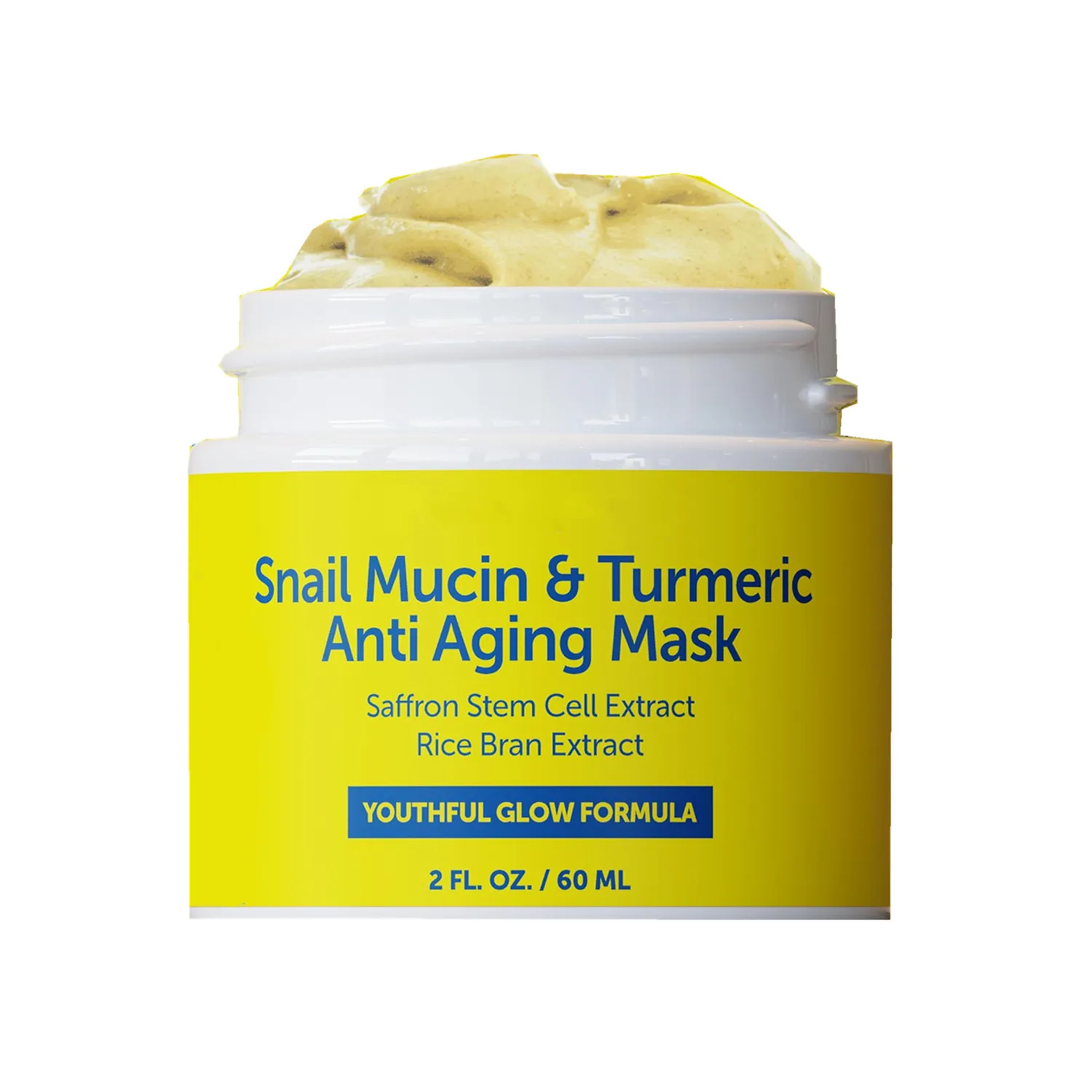 Private Label Snail Mucin Turmeric Face Mask Skin Care Beauty Anti Aging Facial Mask Cream with Saffron Stem Cell Extract
