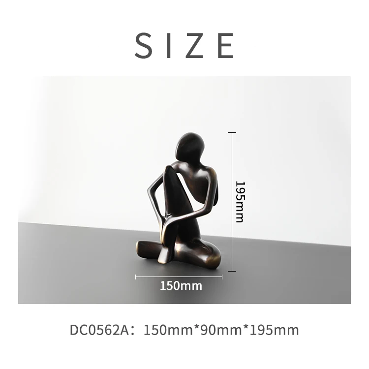 Современная Скандинавская офисная металлическая декоративная фигурка медитации с латунным покрытием, Настольная скульптура для гостиной