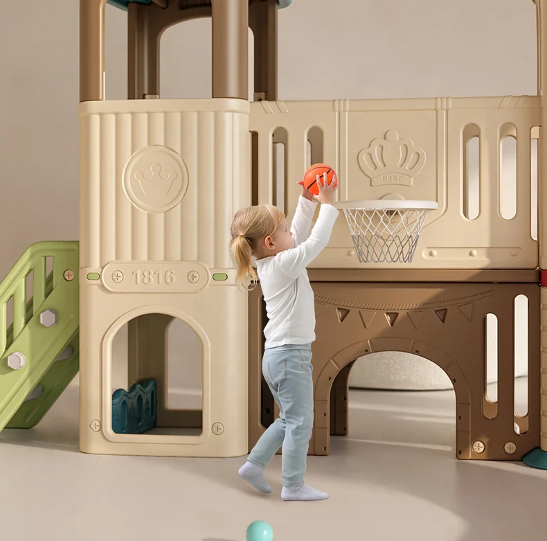 Hobby Tree Kids Slide Swing Set Indoor Plastic Combination Playground Playhouse Equipment