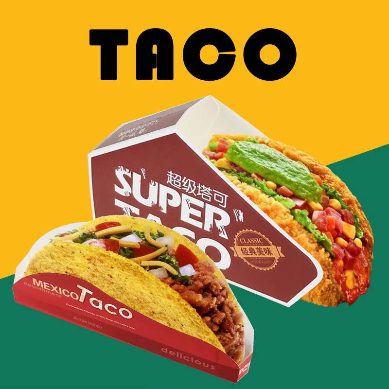 Custom Mexico Taco Box Logo Paper Food Trays To Go Biodegradable Take Away Disposable Paper
