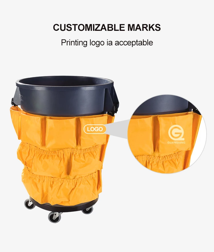 New design multifunctional 12 pockets yellow waste container utility tool  trash can cleaning caddy bag factory