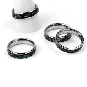 Stainless Steel Abalone Shell Inlay Ring Abalone Inlay Wedding Ring Band for Men and Women Customizable Jewelry