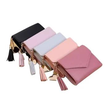 Women's Cute Pocket Wallet Ladies Coin Purse with Button Closure Short Pure Color Card Case for Money Bag Fashion Accessory