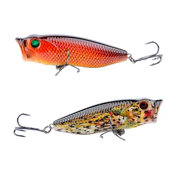 Cheery 80mm 14g Treble Hook Lifelike 3D Printed Color Hard ABS Bait with Topwater Popper Lure Artificial Fishing Popper Bait – Popper – view 4