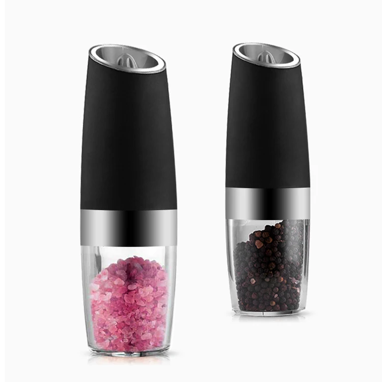 JOBKIM& Electric Gravity Pepper Grinder set of 2, Automatic Salt and Pepper  Mill Grinder, Adjustable Roughness