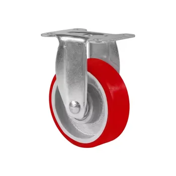 Customized Modern Commercial Wheels 4 Inch Medium Duty PU on Cast Iron Center Rigid Caster Wheels for Industrial Equipment Use