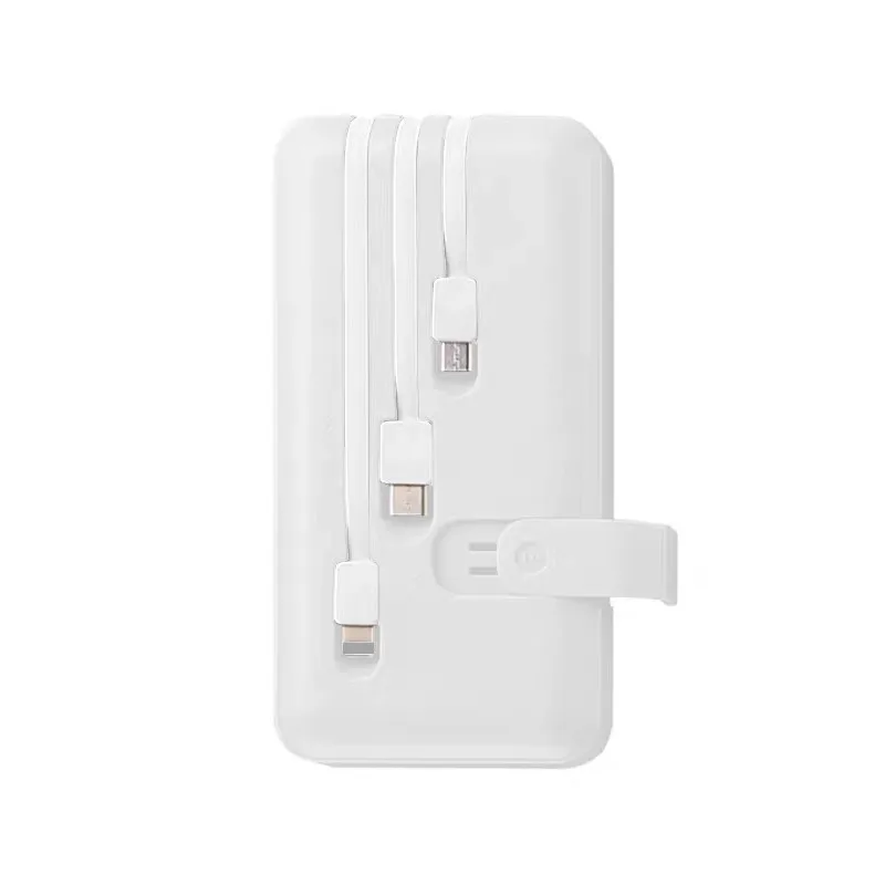 20000 mAh Portable Power Bank Fast Charger Powerbank Built in 3 Cables External Battery Charger For iPhone