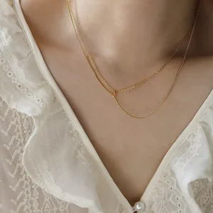 Minimalist Women Fashion Thin Gold Planted Chain Fashion Gold Thin Chains 925 Silver for Party Necklaces