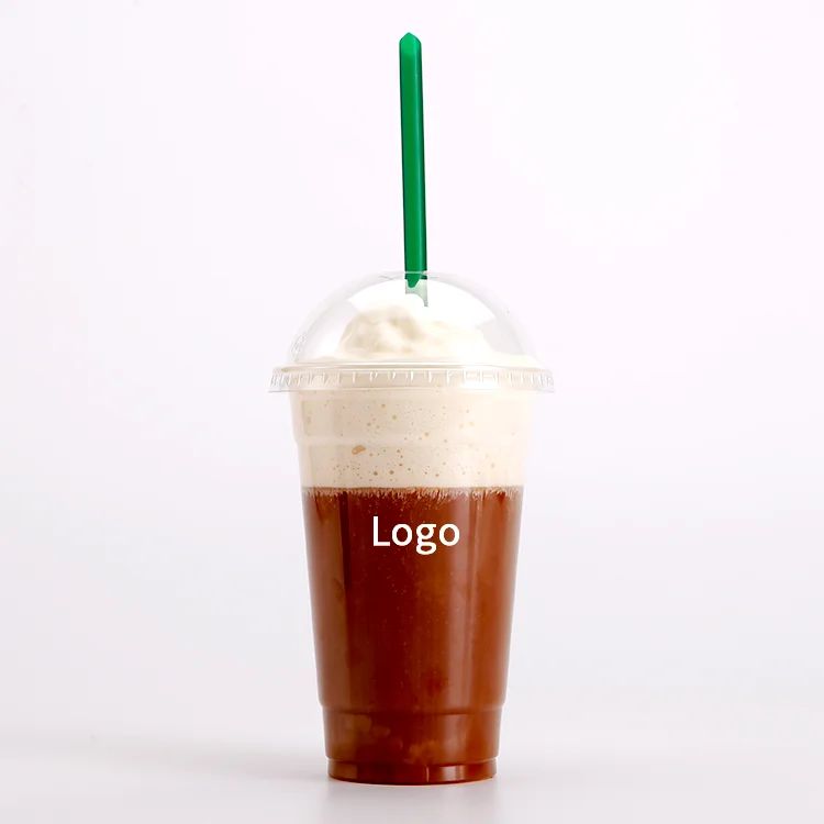 Custom logo Frappe Cup Disposable PET Cup 12oz 14oz 16oz 18oz 20oz 22oz 24oz Smoothie Cold Drinks Clear Plastic Iced Coffee Cups