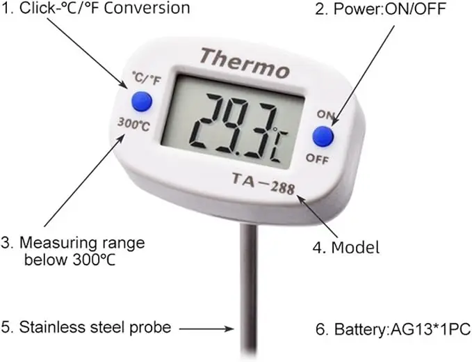 Wholesale TA288 Thermometer Barbecue Thermometer Kitchen Digital Display Large Screen Food Electronic Thermometer
