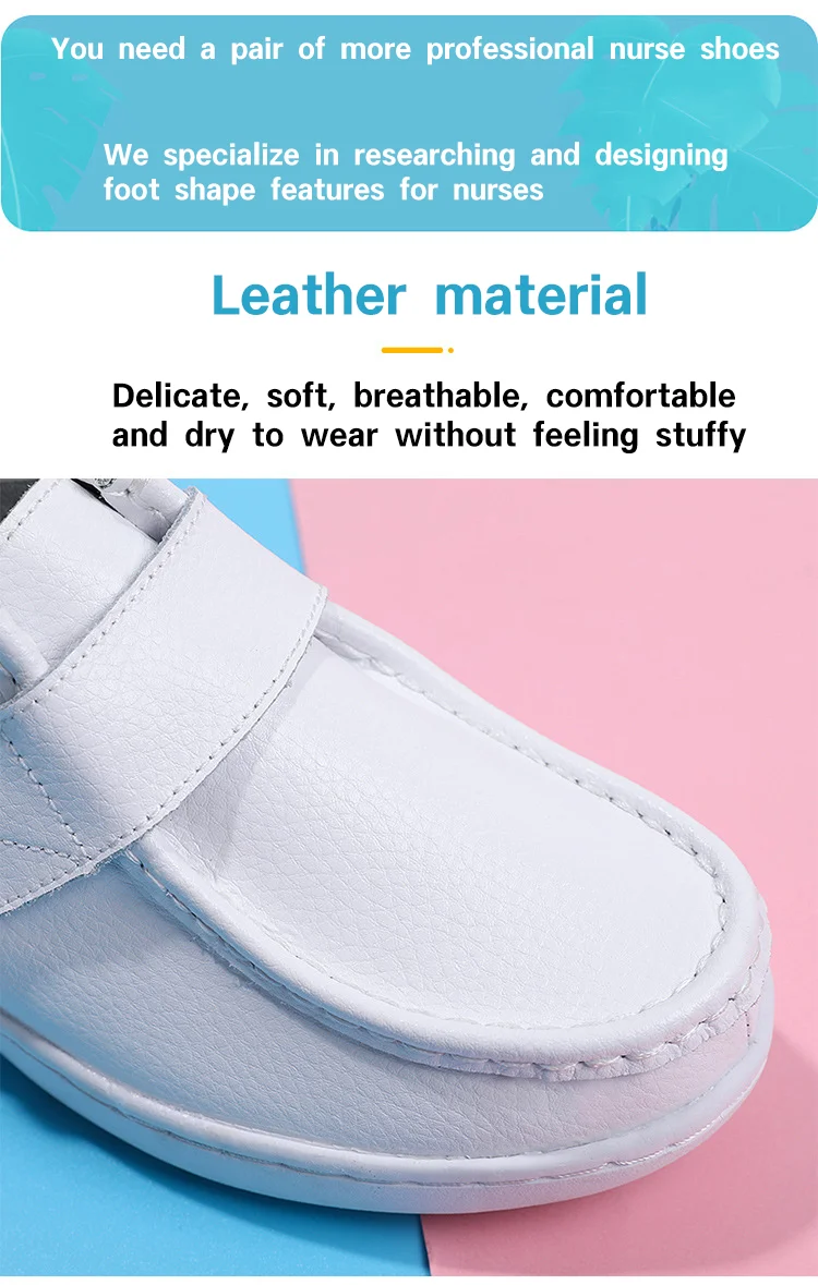 Hot Sale Nurse Shoes for Women Nursing Hospital White Shoes Comfort Breathable Soft Bottom Flat Anti-slip Safety Work Shoes